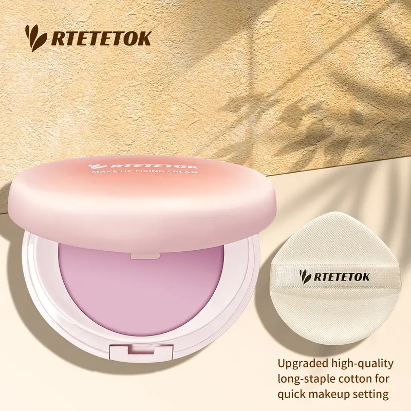 RTETETOK Makeup Setting Cream Oil Control Waterproof Matte Long-lasting Flawless Facial Makeup with Mirror Non-Lossing Powder Silky Cosmetic Smooth