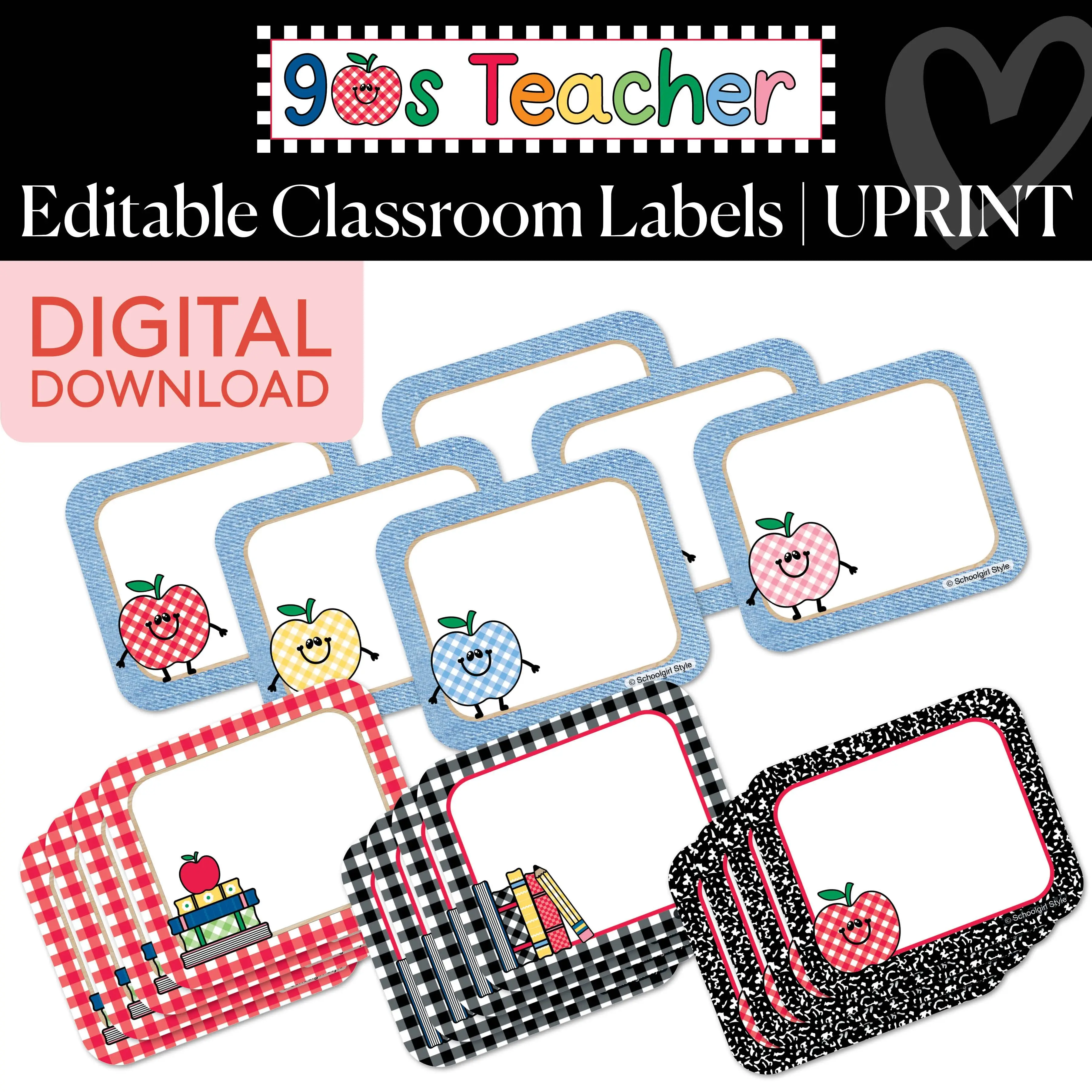 Printable Retro Editable Classroom Labels | 90s Teacher