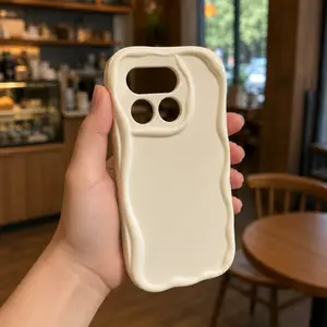 Suitable for Realme 16 Pro 5G Cream Style Case, Wave Edge, Minimalist Solid Color Protective Cover