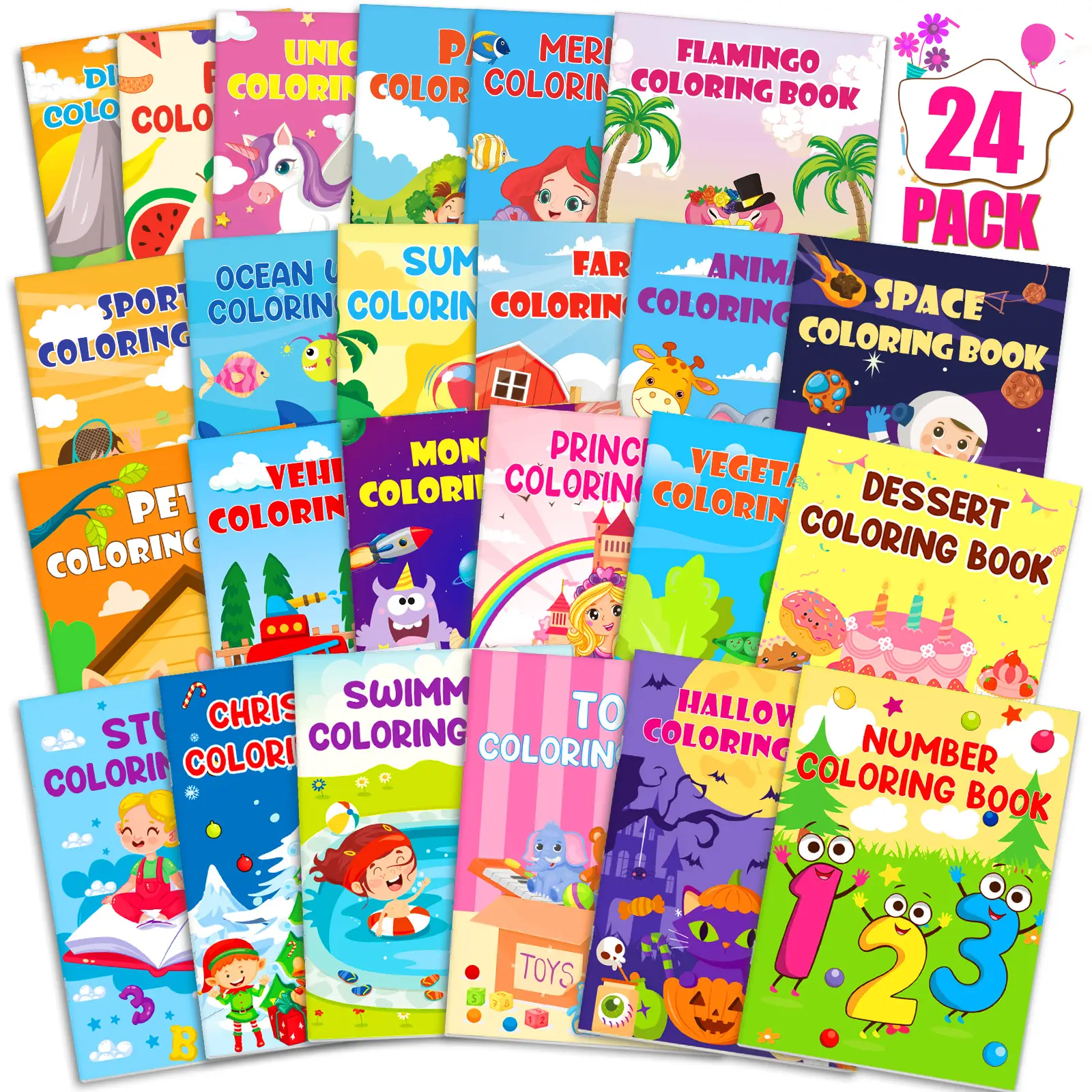 24 Pack Coloring Books For Kids Ages 4-8, Small Coloring Books For Kids Party Favors Bulk Birthday Gifts Goodie Bags Stuffers Classroom Activity Inclu