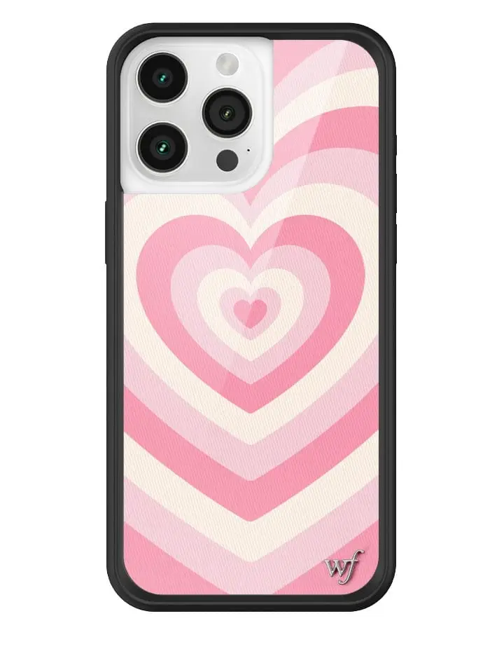 Rose Latte Love | Limited Edition Trendy iPhone Case | Raised Protective Black Bumper | Women Owned Small Business | White Magenta Pretty Pink Layered Heart Pattern Aesthetic Design | Safety Casing Protective | Gift for Her