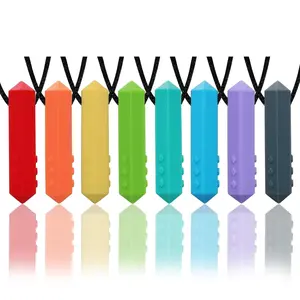 JNS2 8 Pack Chewy Necklace Sensory Boys and Girls with Autism, ADHD, SPD, Biting, Silicone Teething Necklace Oral Chew Toys for Adults Reduce Chewing Anxiety Fidget