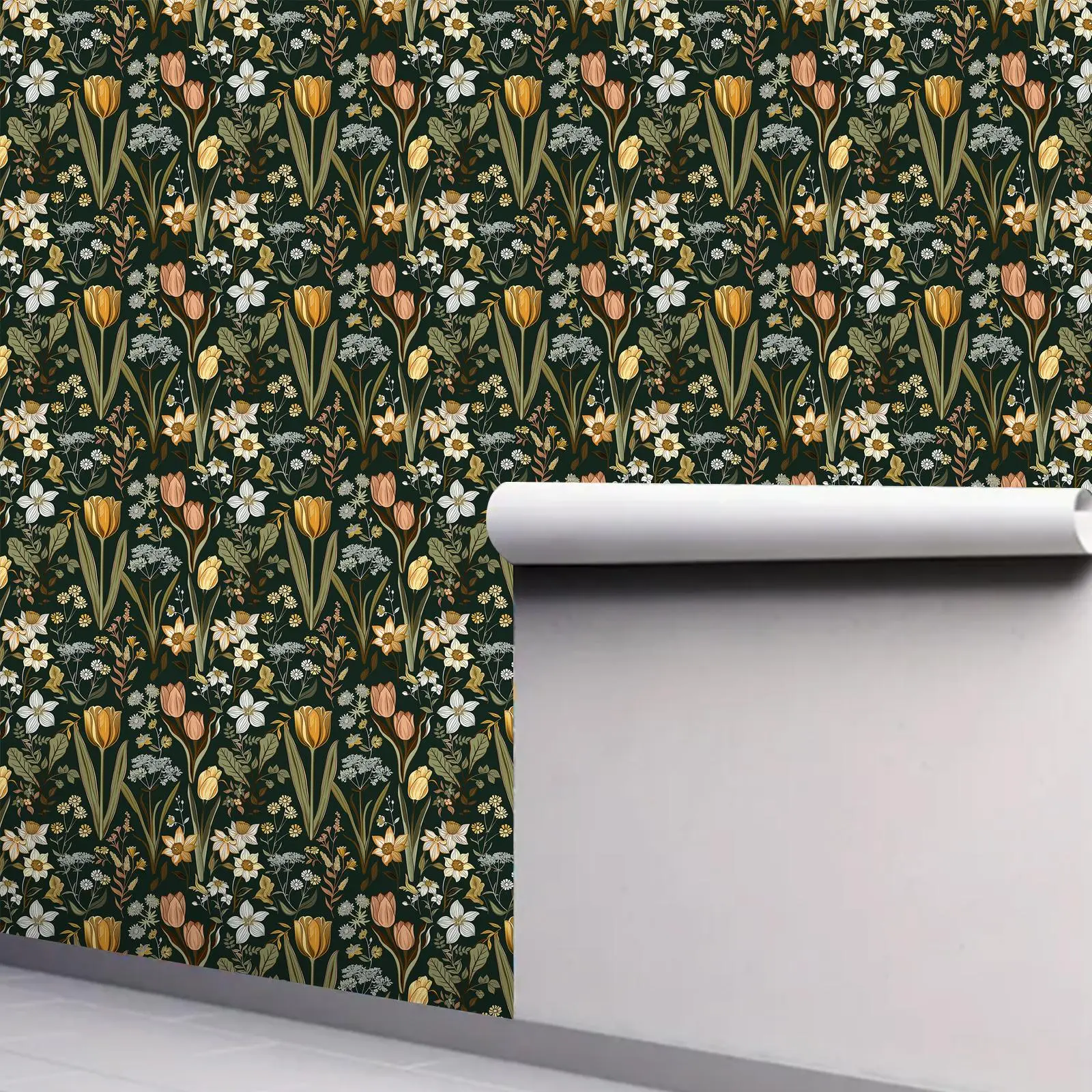 Floral Pattern Wallpaper, Self-adhesive Wallpaper, Bohemian Style Wallpaper, Suitable for Home Decoration, Bedroom Living Room Kitchen Wall Background Renovation