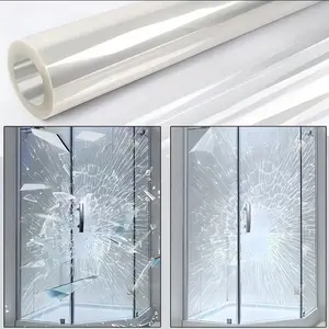 Transparent HD Security Window Film, Bathroom Door Explosion Protection Tempered Glass Film, Home Office Anti-Seismic Safety Glass Sticker