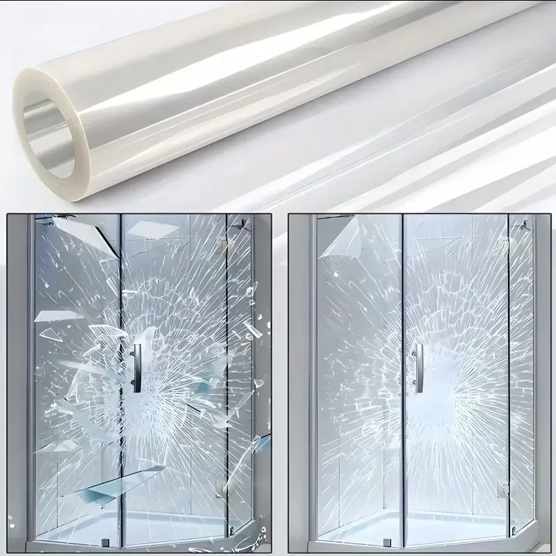 Transparent HD Security Window Film, Bathroom Door Explosion Protection Tempered Glass Film, Home Office Commercial Residential Anti-Seismic Safety Glass Sticker, Versatile Use