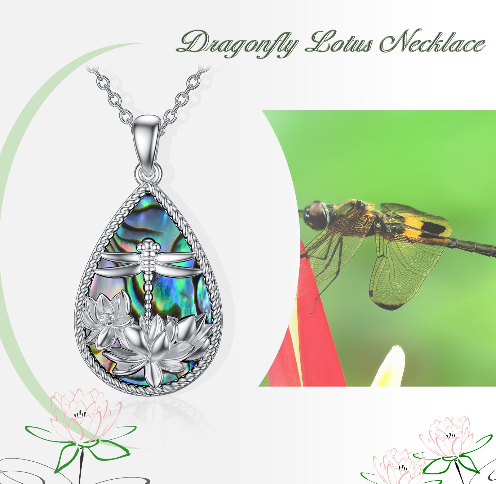 MEIDERBO S925 Sterling Silver Dragonfly  Lotus Flower Necklace  Jewelry Gifts for Women Mother Sister Friends