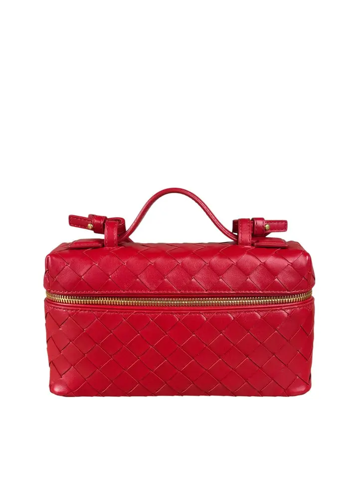Pre-owned leather Crossbody Bags Bottega Veneta Red Intrecciato Crossbody Bag