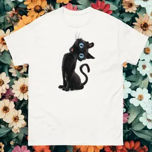 Coraline Cat T-Shirt, Creepy Cute Cat Meme Tee, Spooky Button Eyes Kitty Graphic Shirt, Gothic Cat Horror Unisex T-Shirt for Coraline Fan, Unisex Cotton Crewneck T-Shirt Menswear Womenswear Streetwear Top