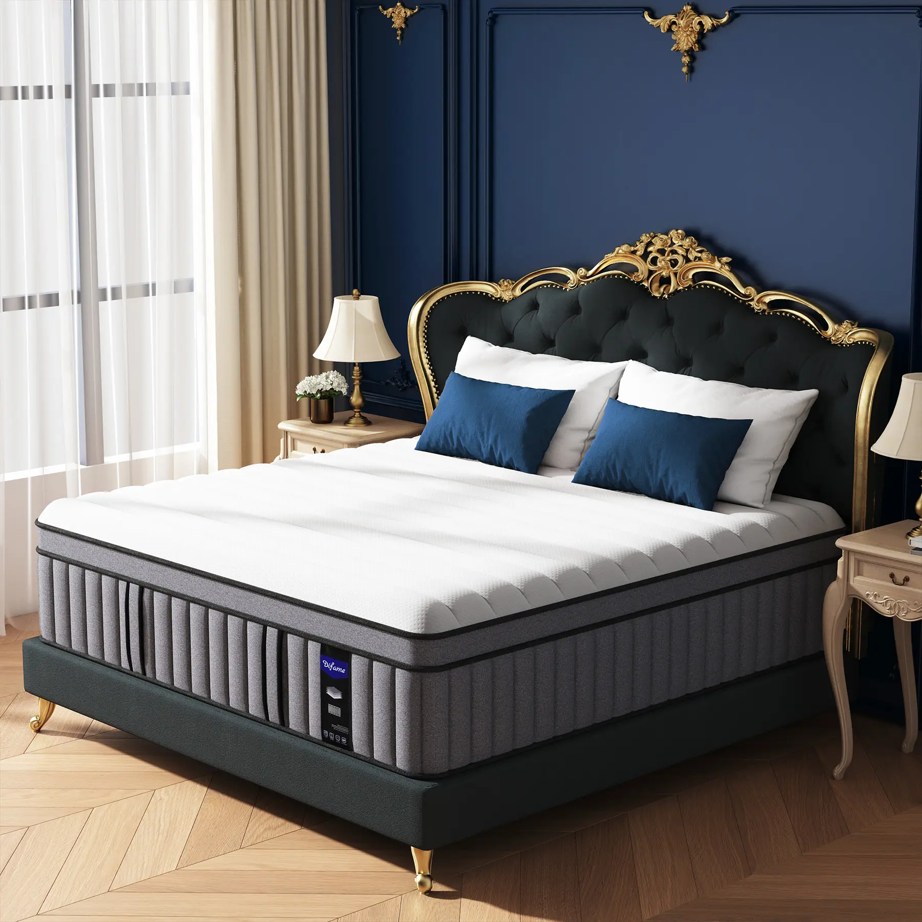 DIFAME 12inch California KING Mattress,  Hotel-Level Luxury Medium Firm 12 Inch CAL KING Hybrid Mattress in a Box, with Cool Gel Memory Foam & Pocket Springs, Extra Edge Support, 365-Night Trial, Memory Foam Mattresses, High Quality Mattress