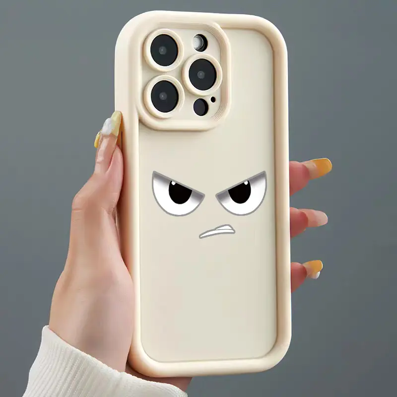 Angry little expressionsoft TPU full coverage anti drop phone case suitable for iPhone 17 16 15 14 13 12 11 X XS Pro Max Plus, Samsung Galaxy S25 S24 S23 S22 S21