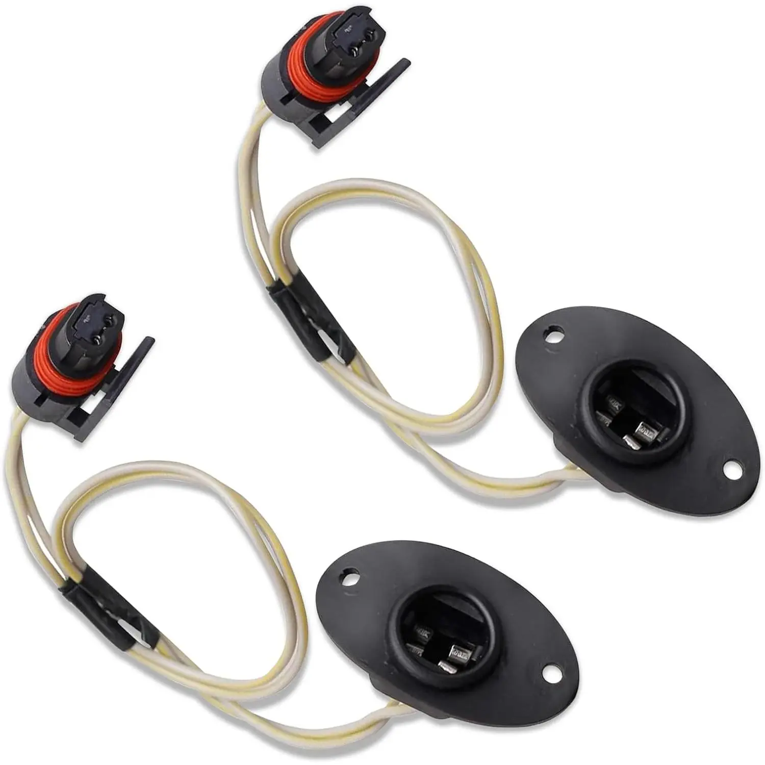 2 PCS Car License Plate Light Socket Harness, Waterproof Durable Vehicle Rear Light Socket Pigtail Plug Assembly, Compatible with Dodge Ram 1994-2001 1500 2500 (Black)
