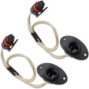 2 PCS Car License Plate Light Socket Harness, Waterproof Durable Vehicle Rear Light Socket Pigtail Plug Assembly, Compatible with Dodge Ram 1994-2001 1500 2500 (Black)