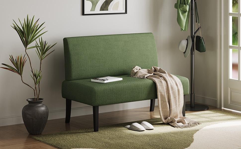 Yaheetech Mini Sofa Couch Armless Loveseat Futon for Bedroom, Corduroy Fabric & Easy Assembly, for Small Spaces Living Room,Dorm,Office,Apartment