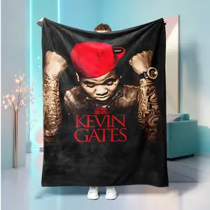 1PC Fashion American Rap Singer Kevin Gates pattern flannel blanket, suitable for beds, dormitories, sofas, offices and afternoon naps warm blanket