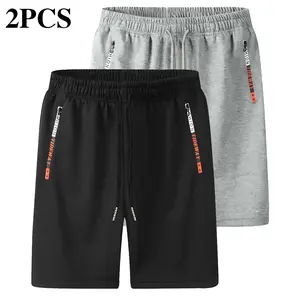 Men’s breathable three-piece set of athletic shorts—summer running/jogging shorts for men, casual classic slim fit, zippered pockets, drawstring fashion shorts available in multiple colors; suitable for running, fitness, training, and summer beach wear.
