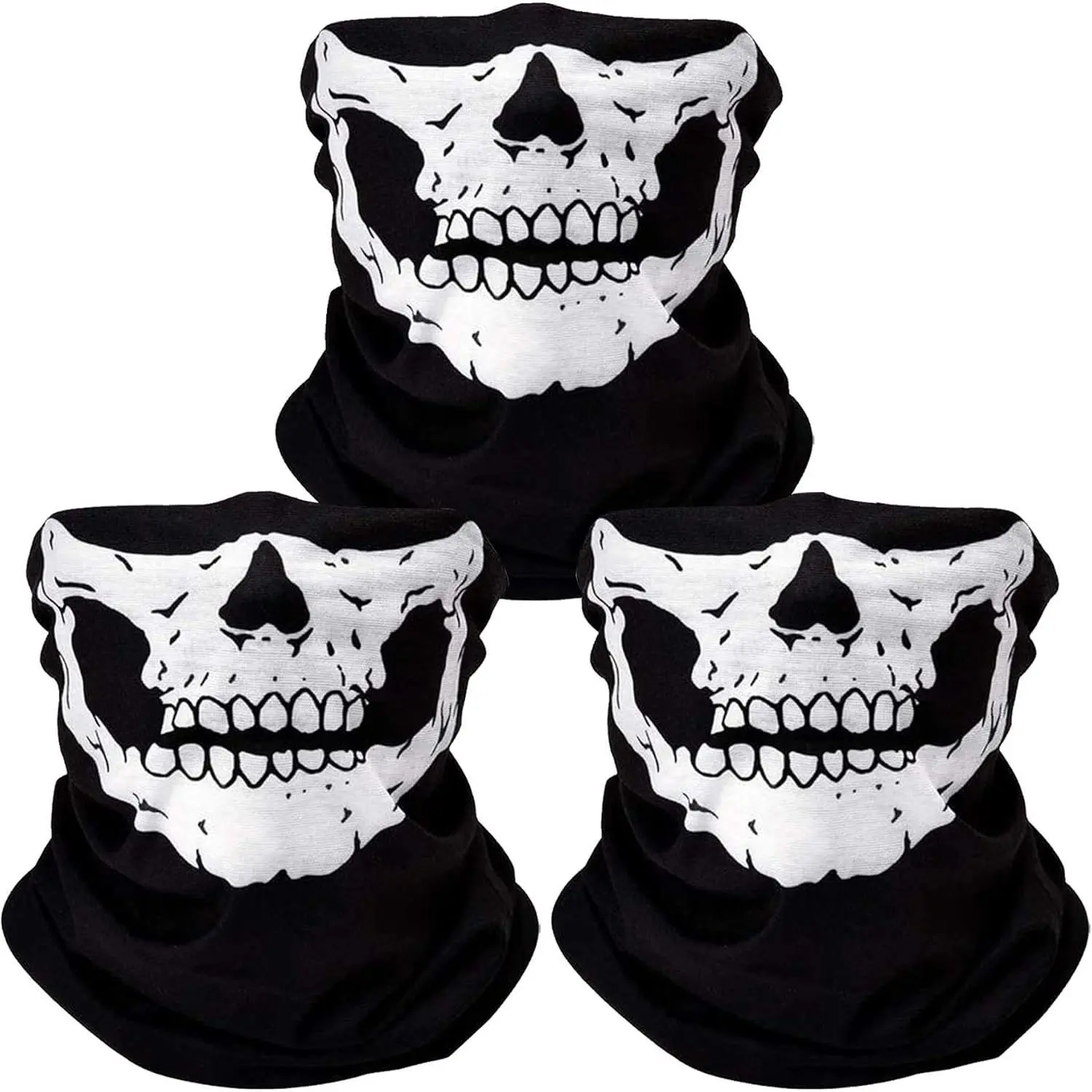 Skull Face Mask 3pcs – Breathable Seamless Balaclava Mask, Reusable Headwear Scarf for Face, Neck, Hair Protection – Perfect for Sports, Winter, Outdoor Activities