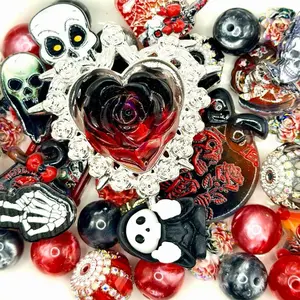 Skeletal, Resin and Acrylic Beads & Charms Mix for DIY Beaded Pens Keychains Phone Chains Sun Catcher Car Hanger and Other DIY Jewelry Accessories Crafts or Projects Colorful Beadable