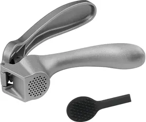 Pampered Chef Garlic Press & Ginger Crusher - Easy-squeeze Ergonomic Handle, Rust Proof, No Peel, Dishwasher Safe, Lightweight Kitchen Utensil