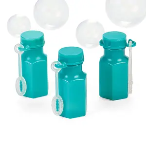 Bulk 48 Pc. Mini Hexagon Teal Bubble Bottles