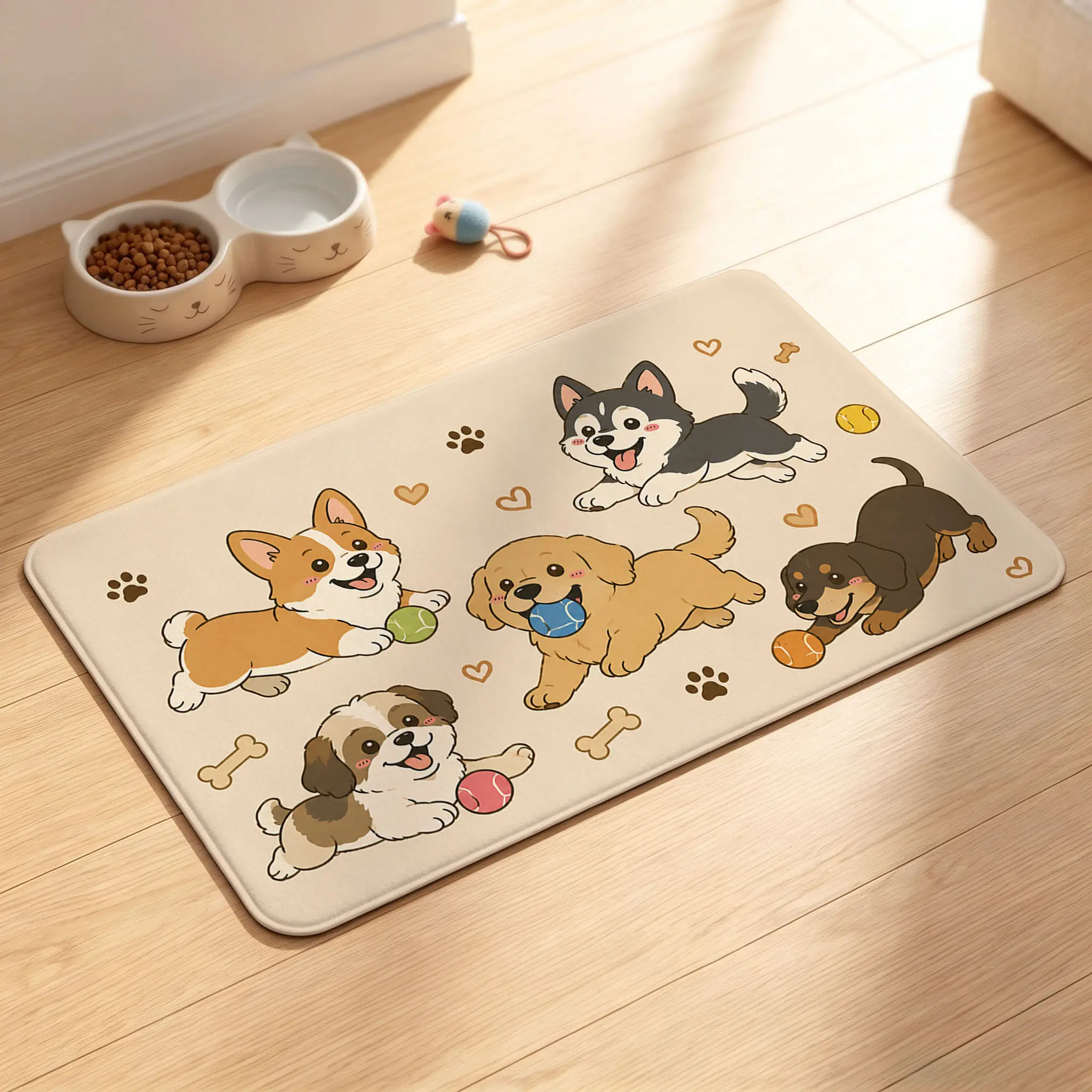 All-Size PVC Pet Mat - Waterproof, Non-Slip Base, Washable Soft Pad for Playpen, Floor Use by Cats & Small to Large Dogs