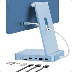 PULWTOP USB C HUB for iMac 24 inch 2021/2023/2024, PULWTOP iMac Accessories for iMac M1/M3/M4 with USB C 10Gbps 3*USB A SD/TF, Docking Station Support Expand M.2 SSD (Not Included),Blue