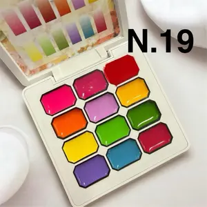 FlexOne Pat Pat Gel - Ombre Gel Glitter Design Collection No.19 with 12 Colors for Nail Art- Painting Gel
