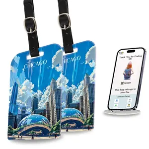 Smart Bag Security Tag – Chicago Edition [Pack of 2] | QR Luggage Tag with Real-Time Alerts