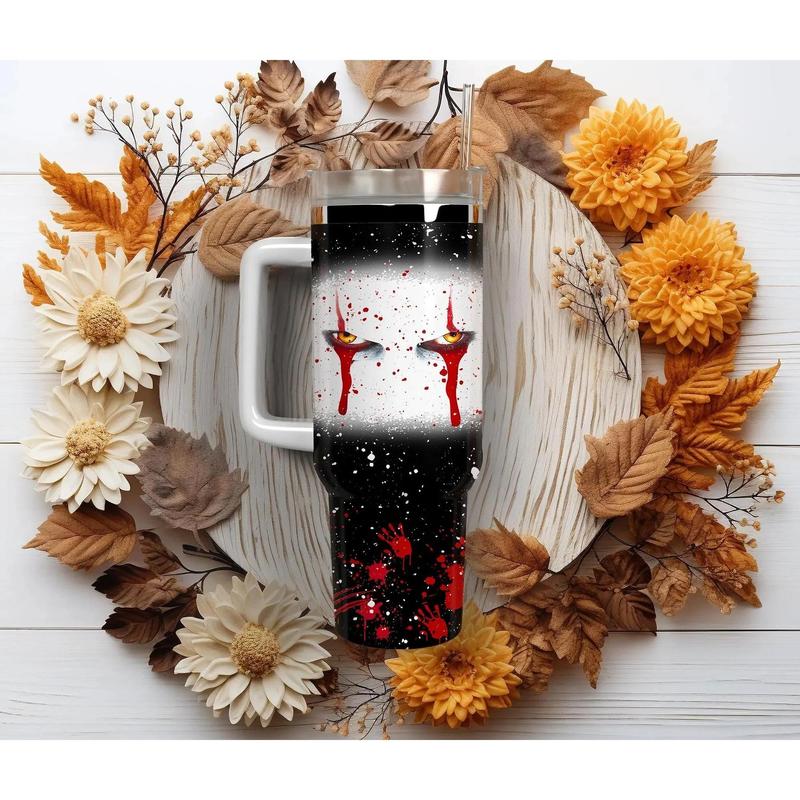 Pennywise IT Welcome to Derry Horror Movie 20oz - 40oz Tumbler Stainless Steel with Straw, Double Wall Insulated, With Handle – Perfect Gift for Fans