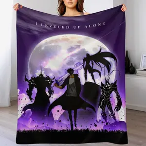 Ultra-Soft Anime Solo Leveling Flannel Throw Blanket | Shrink-Resistant & Machine Washable Cozy Bedding  | Perfect All-Season Gift, Couch & Movie Night Essentials