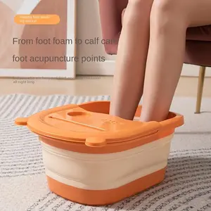 TikTok Viral Foldable Foot Bath Tub with Massage Points, Portable Foot Soaker with Lid, Space Saving Foot Basin with Acupressure Bottom for Relaxation & Foot Care