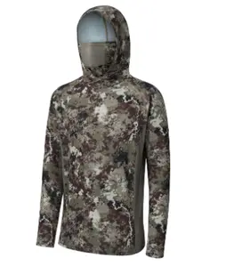 Men's camouflage ice silk fishing suit, thin UV-resistant quick-drying outdoor sun protection clothing, men's sun protection suit