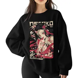 Nezuko Kamado Demon Slayer Washed Fabric Anime Unisex Black T-shirt