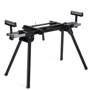Heavy Duty Global Miter Saw Stand - Portable Collapsible Iron Frame, 440 lbs Load, 76.8'' Max Sliding Rail, Quick Release Mounting Brackets, Compatible with Most Table & Miter Saws for Industrial Use
