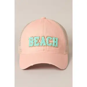 Beach Letter Mesh Back Cap