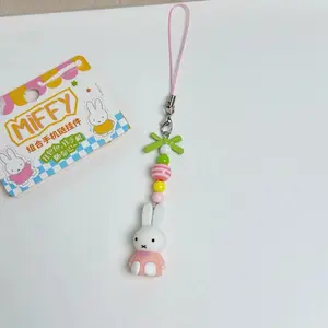 Kawaii Anime Miffy Keychain Cartoon Little Rabbit Bow Creative Keychain Bag Y2K Punk Style Bow  Girl Gift