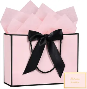 Gift Bag with 2 Tissue Paper and 1 Greeting Card Present Bags with Handles for Women Girls Bridesmaid Birthday Valentines Wedding Party 65cm x 50cm x 10cm