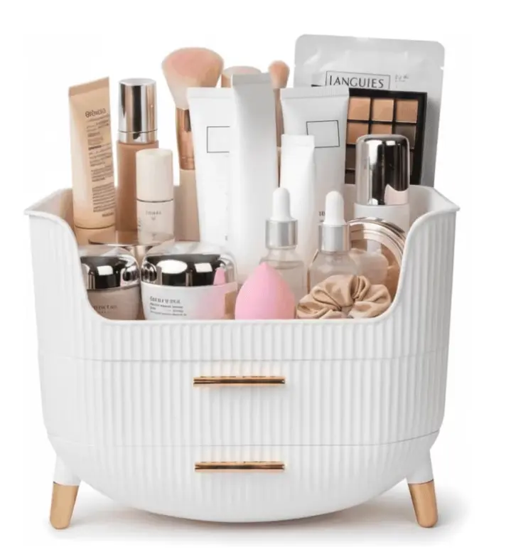 Makeup Organizer with Drawers & Handle, Large Skincare Organizers Box, for Vanity, Dresser & Bathroom Countertop