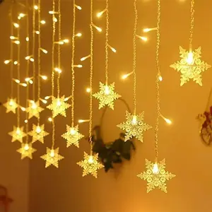 Festival Snowflakes String Lights 8 Modes Flashing Window Curtain Garland Led Icicle Fairy Lights Holiday Party Christmas Wedding Gift Home Decorating