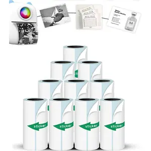 Mini Printer Sticker Paper, 10 Rolls Thermal Printer Stickers Paper 57 X 25mm, Printable Sticker Papers for Mini Print Papers and  Instant Print Cameras