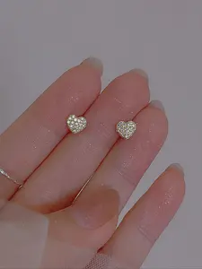 Vintage Zirconia Inlaid Heart Shaped Earrings, Fashionable Rhinestone Decorated Earrings for Women, Elegant All-match Fashion Accessories for Daily Wear