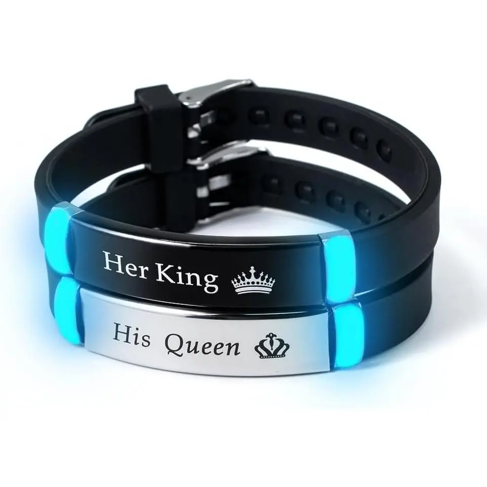 2/PCS SET Luminous   Crown Couple Bracelet, Fashionable  Bracelet, Cute and Simple Alloy Design, Daily and  Occasions, Valentine's Day Four Seasons Accessories