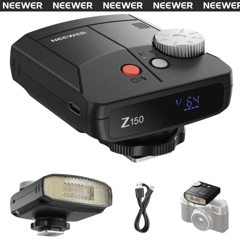 NEEWER Z150 Mini Camera Flash Speedlite, GN15 20Ws 6000K with 1200mAh Battery, 640 Full Power Flashes, S1/S2 Mode,  Compatible with Sony ZV-1, Canon, Nikon, Fujifilm DSLR & Mirrorless