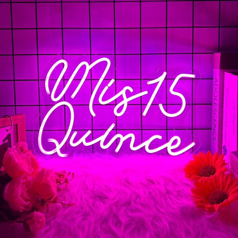 Mis15 Quinceanera-1pc Neon Light Sign Decor,Room Wall Deocr,Business Logo Sign,for Bedrom Livingroom Bathroom Club Bar Mancave Party Birthday Valentine Decoration,Best Gift for Teen Girls Boys,USB Powered.