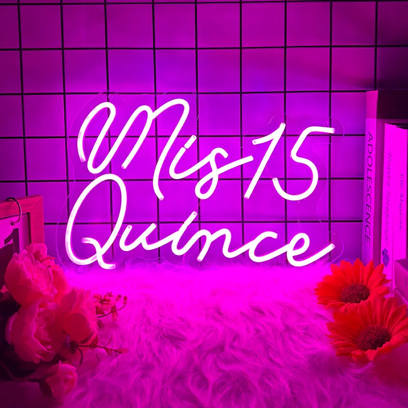 Mis15 Quinceanera-1pc Neon Light Sign Decor,Room Wall Deocr,Business Logo Sign,for Bedrom Livingroom Bathroom Club Bar Mancave Party Birthday Valentine Decoration,Best Gift for Teen Girls Boys,USB Powered.