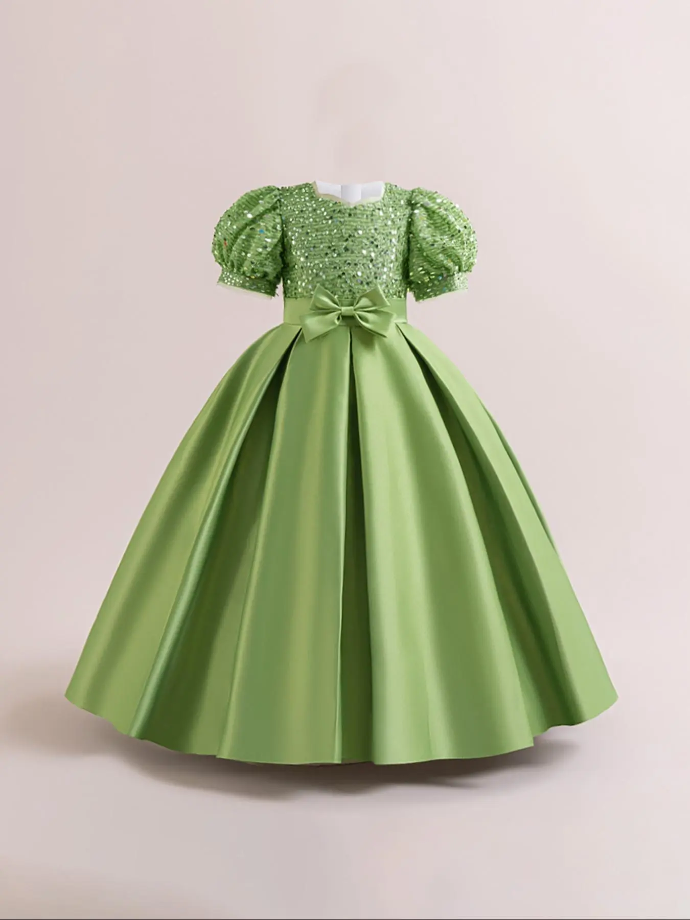 Girl's Glitter Contrast Sequin Satin Party Dress, Elegant Puff Sleeve Bow  Plicated Zipper Dress, Kids Clothing for All Seasons, Birthday Dresses  2024, Pleated Dress, Party Outfits - TikTok Shop