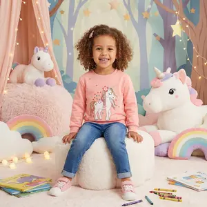 Toddler Girl's Cotton Crewneck Sweatshirt Outfit - Christmas Holiday Clothing Set Comfortable Casual Wear for Baby Girls Soft Breathable Fabric Perfect for Daily Playtime Festive Party Cute Fashion Style