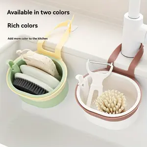 A Multifunctional Hanging Filter Sink Basket - Features a Button Drainage And Storage Design, a Detachable Filter, Easy One-Second Installation, Made of Durable Plastic, Suitable for Kitchen And Bathroom Storage, Space-Saving, Sturdy Construction