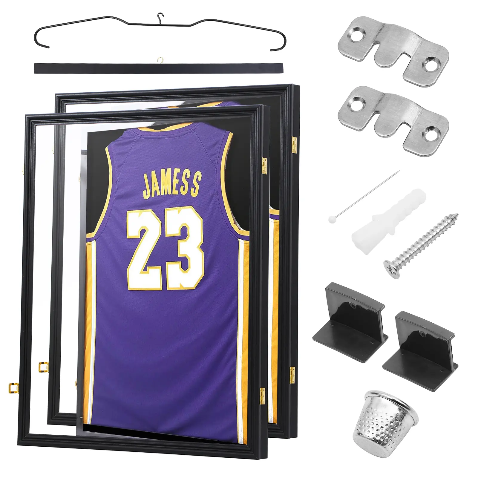 Jersey Frame Display Case - UV Protection Acrylic T-Shirt Frame with Hangers for Baseball Football Soccer & Basketball Sports Jerseys