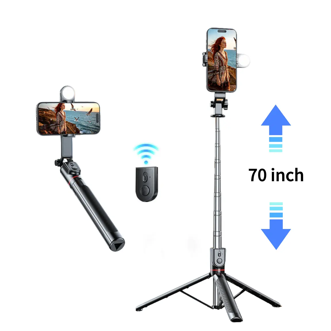 New 2026 Multi-Function Selfie Stick, 1.8m Extendable Selfie Stick With Wireless Bluetooth Remote, 360° Rotation Design, Ideal For Vlogging, Compatible With IPhone 17/16/15/14 and Android Phones.