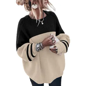 Oversized Sweaters Loose Solid Casual Long Sleeve Mock Neck Knitted Jumper Tops